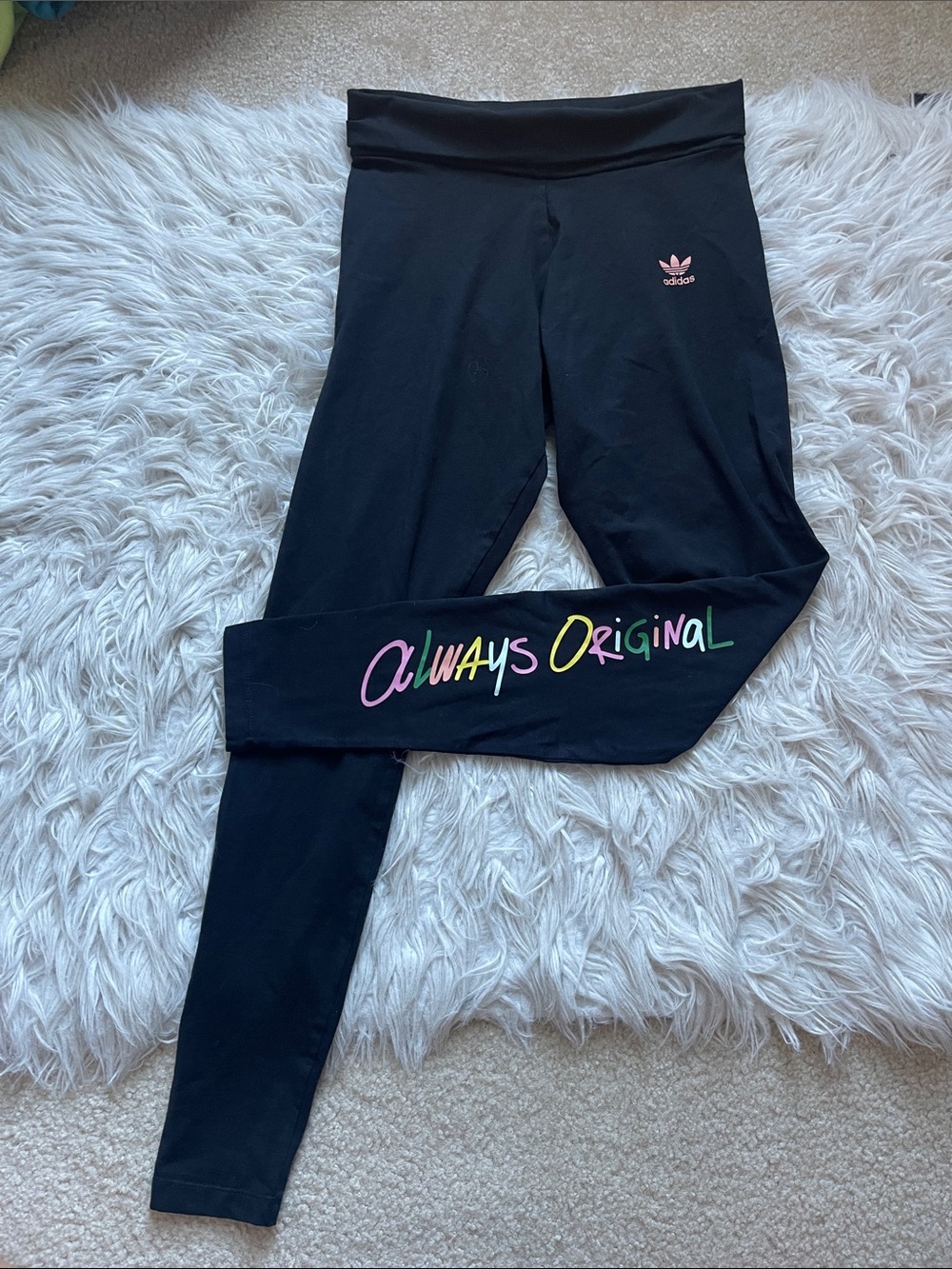 adidas Black Leggings with 'Always Original' Multicolor Script